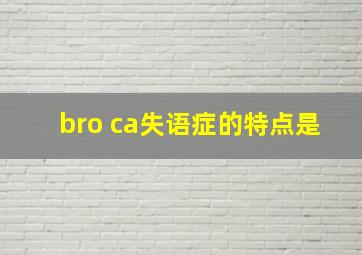 bro ca失语症的特点是